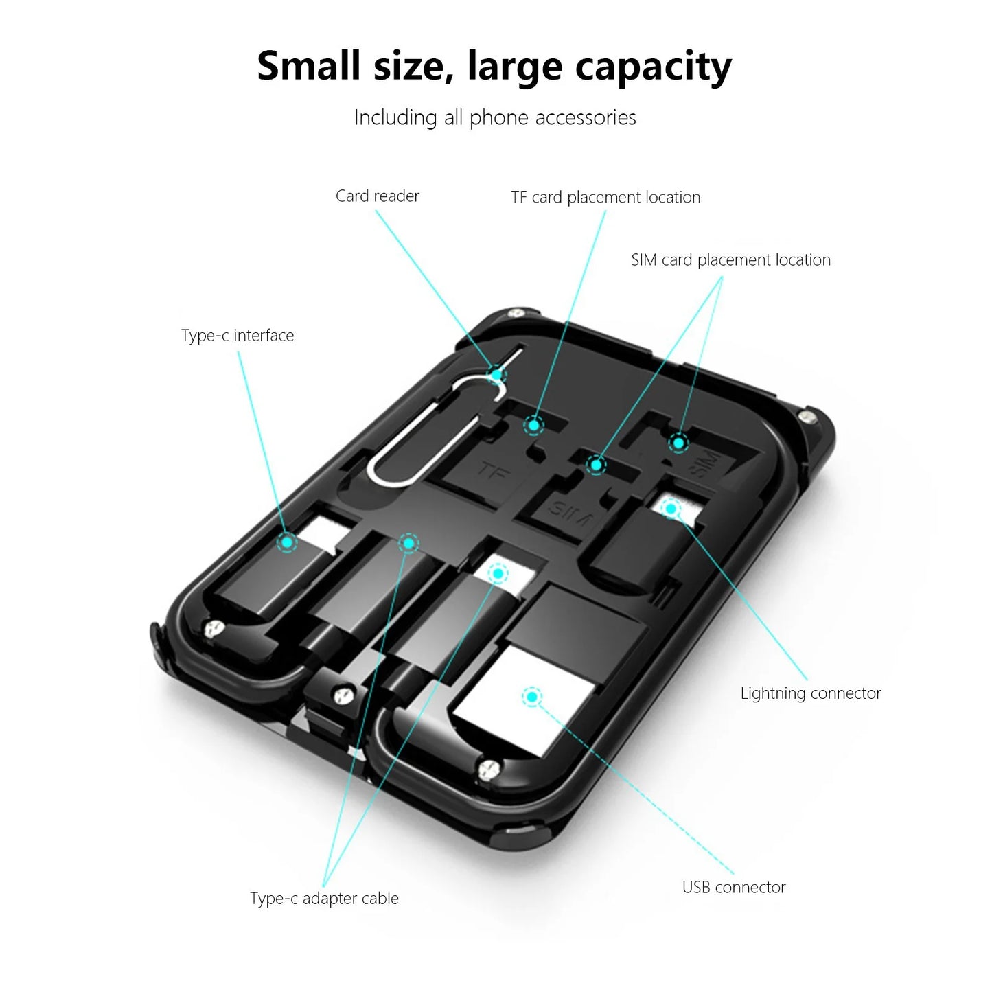 Fast Charging Wireless Charger Wireless Charger Multifunctional Portable Data Cable Adapter Organizer Set 15W Fast Charging Multifunctional Data Cable Phone Stand Portable Cell Phone Charger