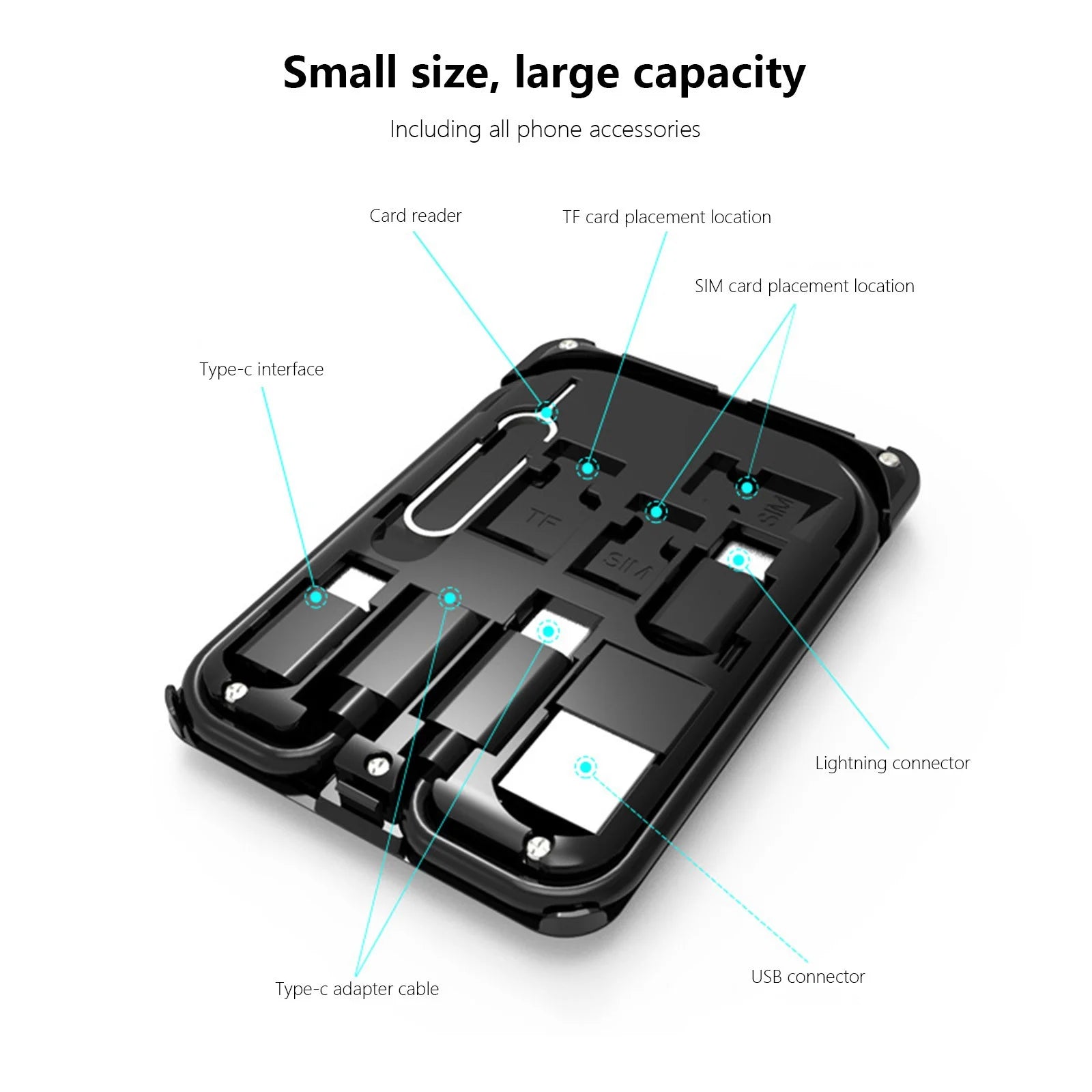 Fast Charging Wireless Charger Wireless Charger Multifunctional Portable Data Cable Adapter Organizer Set 15W Fast Charging Multifunctional Data Cable Phone Stand Portable Cell Phone Charger